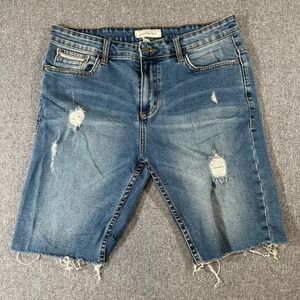 Calvin Klein Jeans Mens 33 Distressed Denim Shorts Blue Cut Off Frayed Raw Hem
